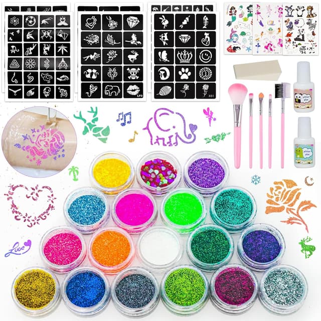 Imagen de Glitzer Tattoo Set Gigmeta 18 Farben en OfertitasTOP