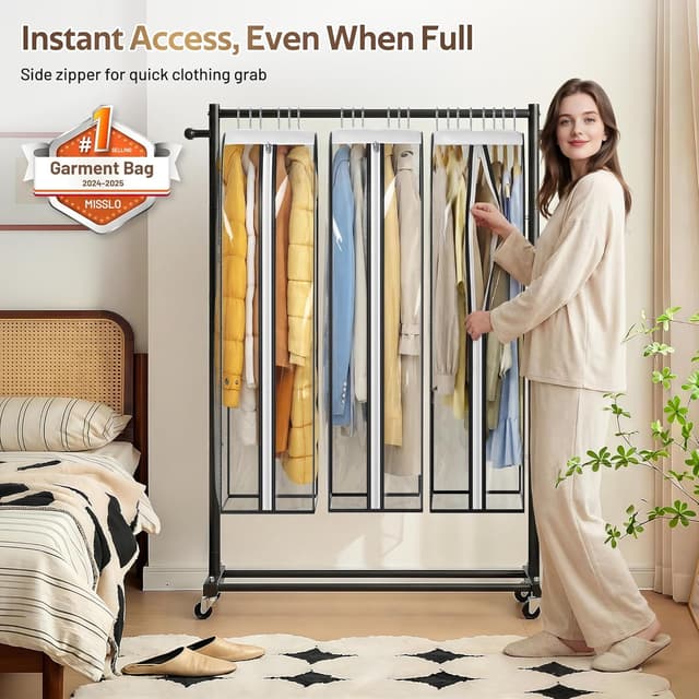 Detalle de MISSLO 10" Gusseted 40" All-Clear Hanging Garment Bags (3-Pack) for Suits, Coats & Dresses