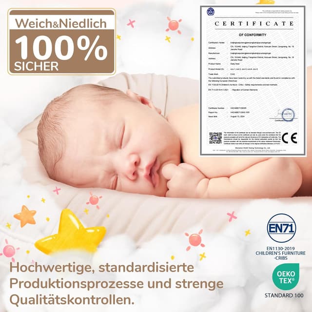 Detalle 2 de EAQ Babynest Nestchen 100 Baumwolle Beige