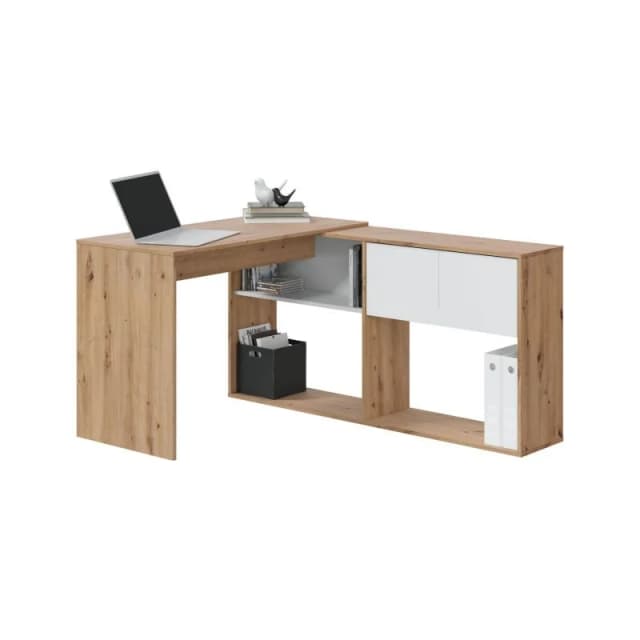 Detalle 2 de Duo 100 Blanco Artik roble Nodi — escritorio estantería 💺