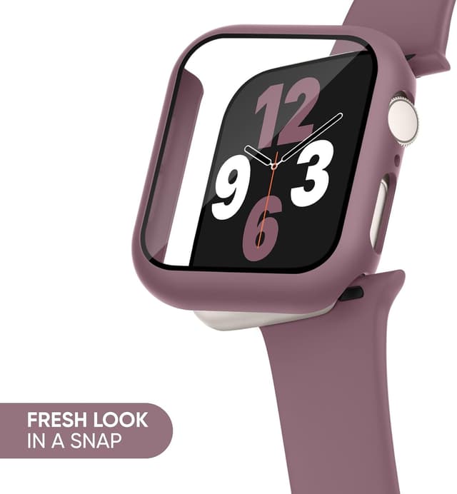 Detalle de Joehwerr 3-in-1 Apple Watch strap & case set (46mm) in smokepurple with 9H tempered glass screen protector