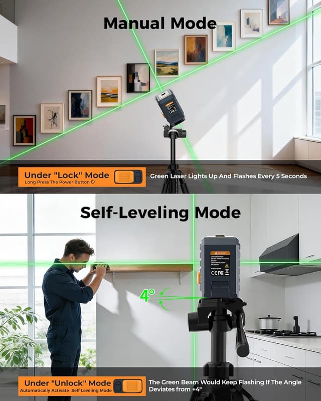 Detalle 2 de CIGMAN Green Laser Level with Self-Levelling and Manual Modes (30m / Pulse 50m with Receiver)