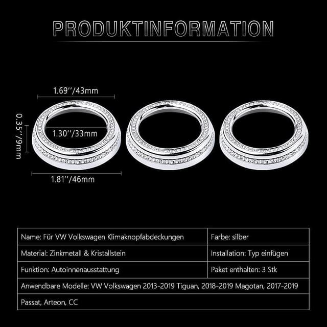 Thumbnail 3 de BlingOOSE Glitzer Knopfabdeckung VW Klimabedienung