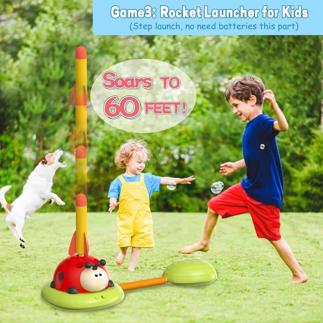 Detalle de 4 in 1 Musical Jump, Toss Ring Game & Rocket Launcher for Kids (Ages 4-8) with Remote