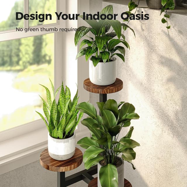 Detalle 2 de 3 tier corner plant stand for indoor plants