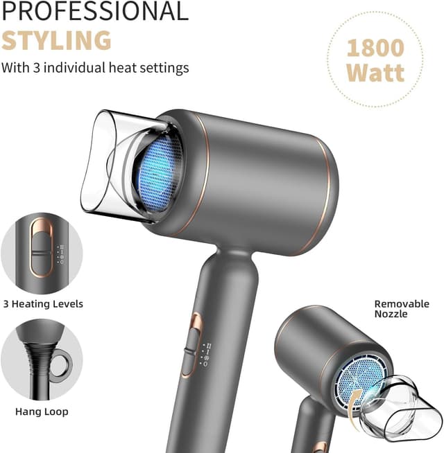 Detalle de Travel hair dryer 1800W ionic, 390g