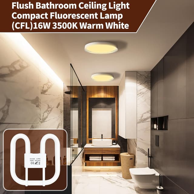 Detalle de Liuyife GR8 2‑Pin 16W CFL Lamp (Warm White 3500K) – Non-Dimmable, 1 Pack