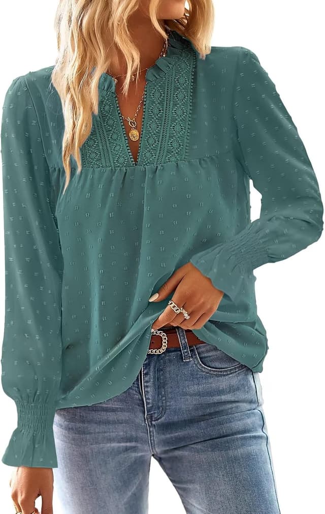 Detalle de TUUHAW Langarmshirt Damen Boho Top