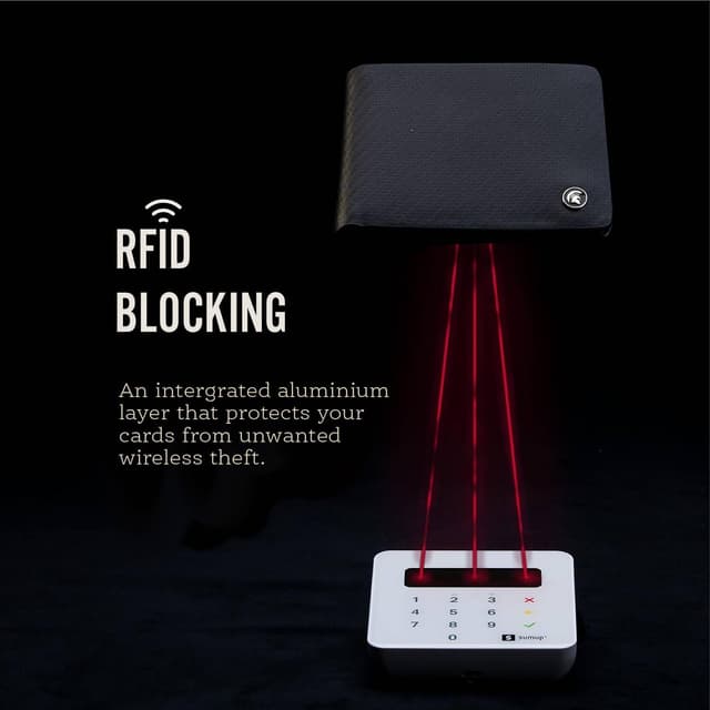 Detalle de POWR portafoglio da uomo in vera pelle con blocco RFID, 6 scomparti carte e tasche per banconote