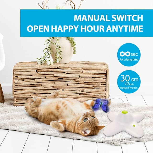 Detalle de ALL FOR PAWS Interaktives Katzenspielzeug für den Innenbereich mit 360° drehbarem Schmetterling