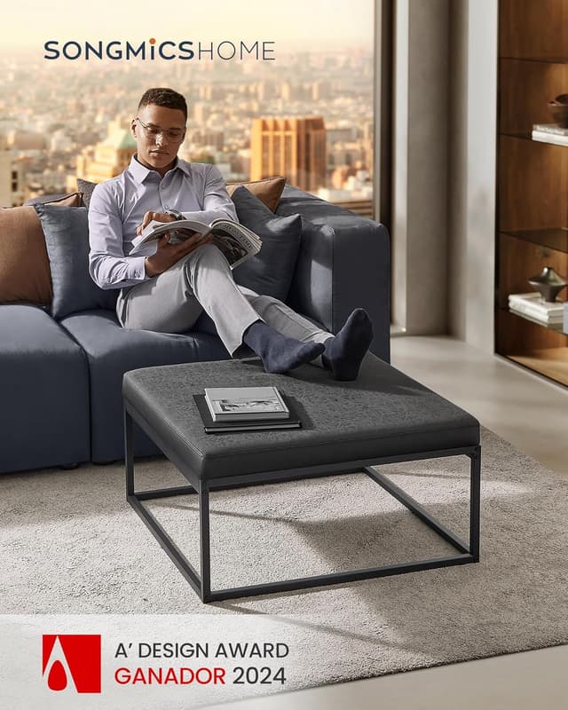 Detalle 2 de SONGMICS HOME Luiz - Mesa de Centro Cuadrada Minimalista 🖤