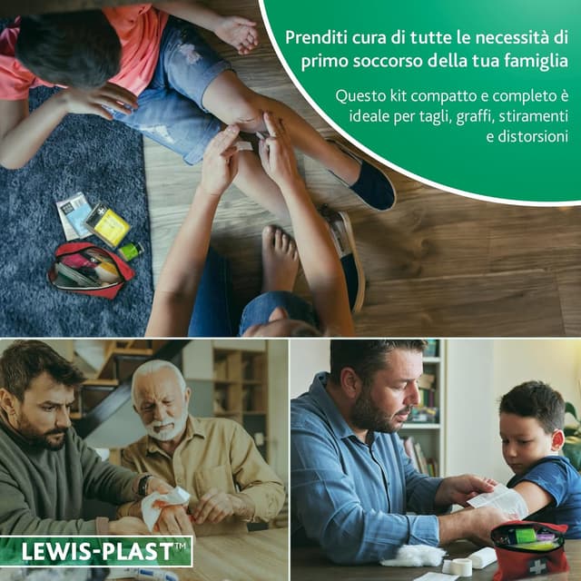 Detalle de Lewis-Plast Kit Pronto Soccorso Completo in Sacca 92 pezzi, grande, conforme alle norme europee