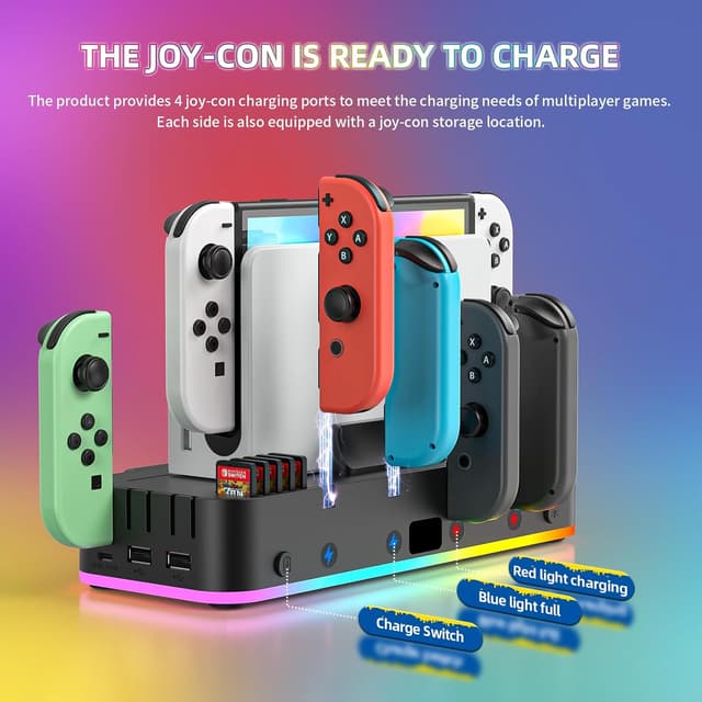 Detalle 2 de FASTSNAIL RGB Switch Wall Mount for Joy-Con Charger with Switch Organizer