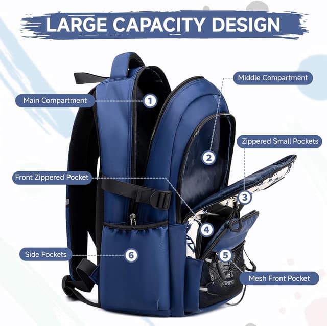 Detalle 2 de Amythe zaino scuola media e elementare bambino traspirante impermeabile per 15.6" laptop, 24L blu