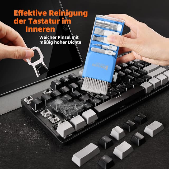 Detalle de Ordilend Tastatur Reinigungsset – All-in-one Screen Cleaner Kit für iPhone Pro, Laptop, Tablet & Monitore