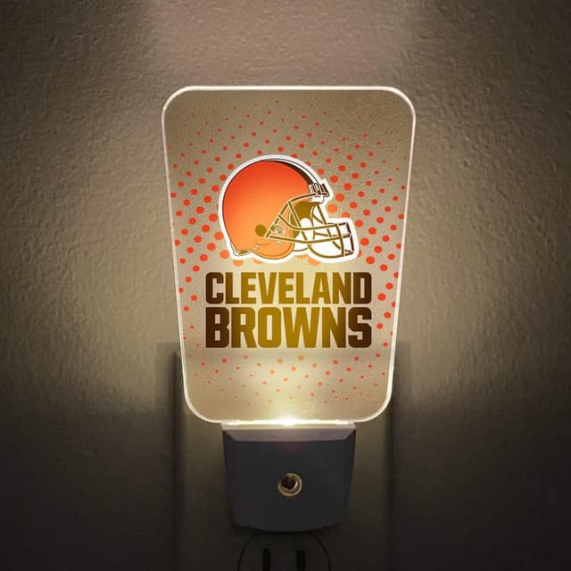 Detalle de Party Animal NFL Team LED Night Light (Cleveland Browns) — Slim 5-Inch Plug-In with Auto Sensor