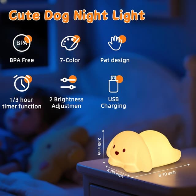 Detalle 1 de Tremdwoto Dog Night Light for Kids