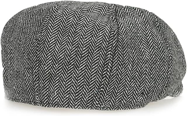 Detalle de MCWTH Vintage Newsboy Cap for Toddler Boys (2–8 Years) – Tweed-style 8-piece herringbone with adjustable strap