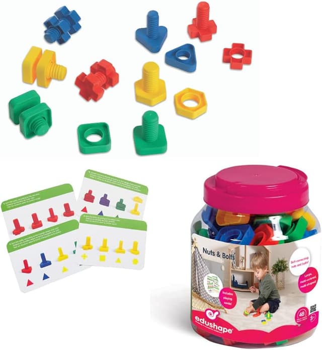 Detalle de Edushape BSM Edushape vis et boulons en plastique colorés – 48 pièces (à partir de 18 mois, ED 929048)