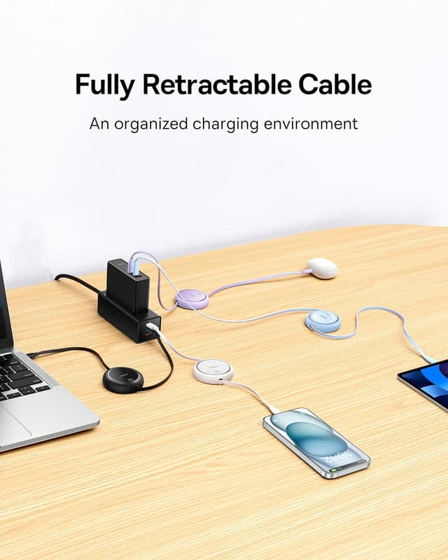 Detalle de Baseus Cable USB C 100W Retráctil, Carga rápida ⚡