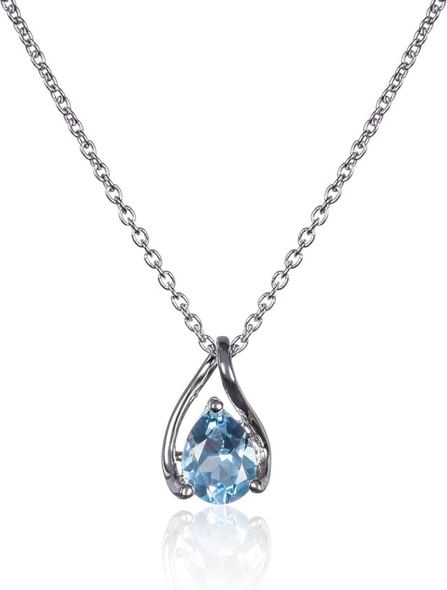 Detalle de Collana namana in Argento Sterling 925 con ciondolo in topazio azzurro naturale a goccia