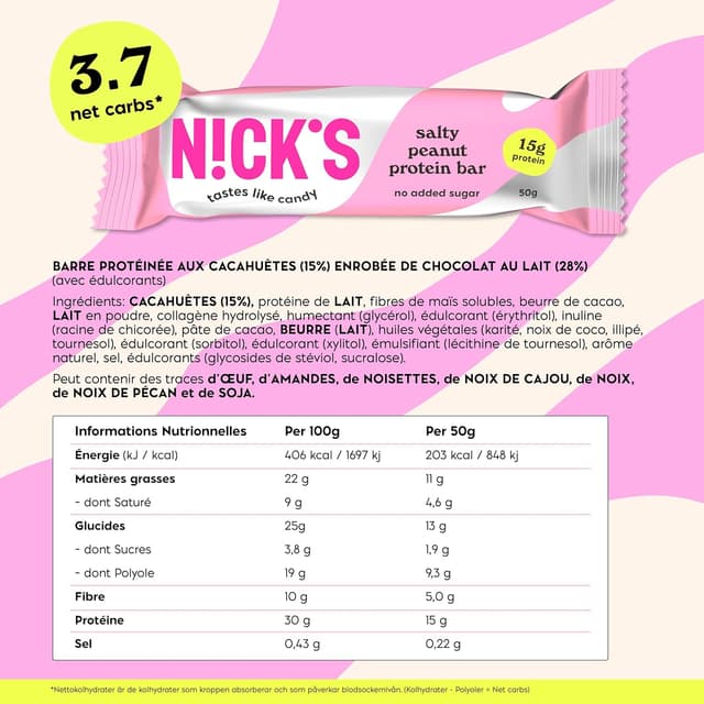 Thumbnail 1 de NICKS Barres protéinées Low Carb 15 g Protéines