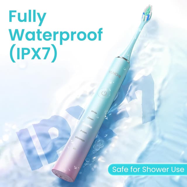 Thumbnail 6 de YUNCHI Y7 Rechargeable Sonic Electric Toothbrush (Blue) with 8 Brush Heads and Travel Case