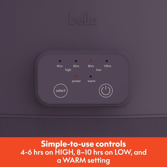 Detalle de bella 6.0 Qt Programmable Slow Cooker (Plum) with Ceramic Nonstick Stoneware Pot