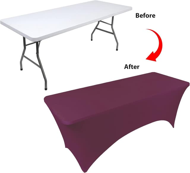 Detalle de BDDC 4ft Fitted Burgundy Spandex Table Cover (Stretch, Wrinkle-Resistant, Washable)