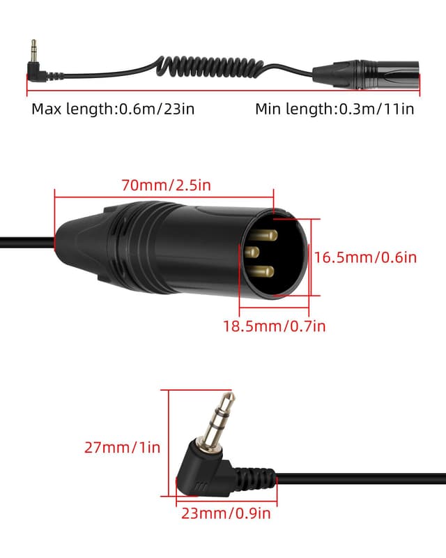 Thumbnail 6 de RIIEYOCA 3,5 mm auf XLR Spiralkabel 90 Grad 50 cm