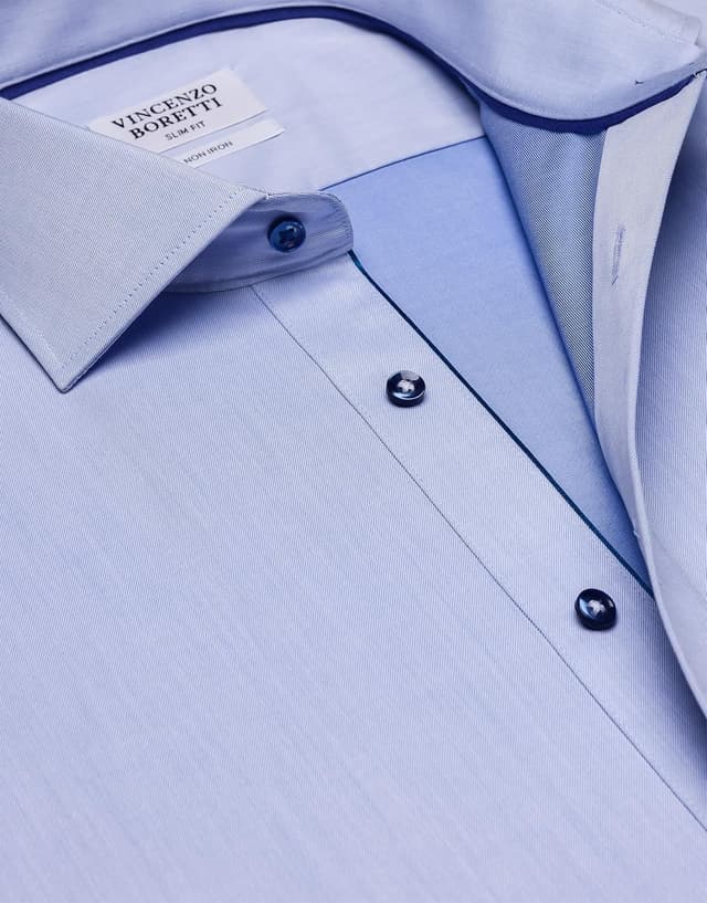 Detalle de Vincenzo Boretti Chemise slim-fit à taille cintrée en sergé, infroissable