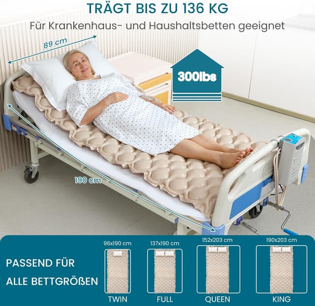 Thumbnail 6 de KEKOY Antidekubitus-Wechseldruckmatratze mit flüsterleiser Pumpe, wasserdicht – 190 x 91 cm