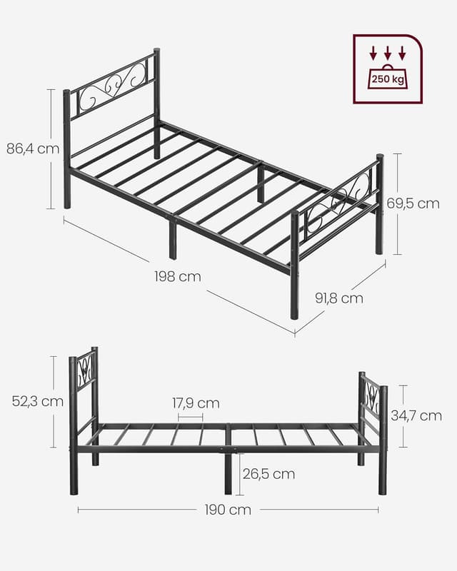 Thumbnail 2 de VASAGLE RMB061B01 Estructura de cama 90x190 250 kg