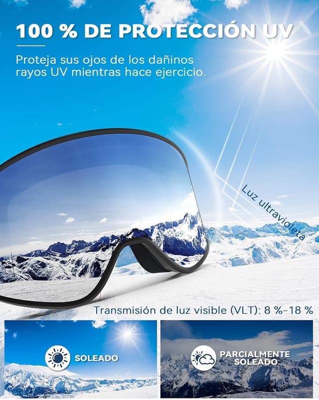 Detalle 2 de BEACOOL Gafas de Esquí OTG UV400