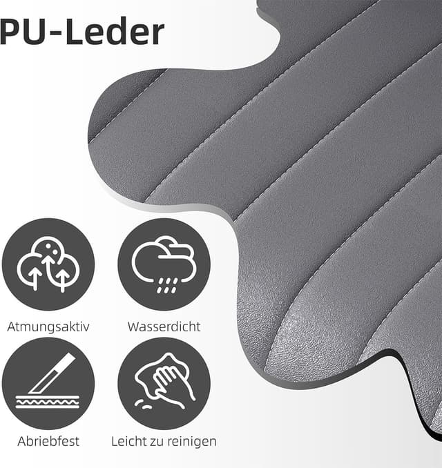 Detalle 2 de Youhauchair Barhocker 3er-Set mit Lehne – drehbar, höhenverstellbar (55–75 cm), PU-Leder, dunkelgrau