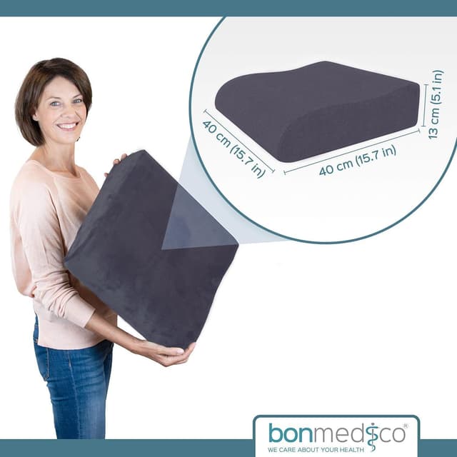 Thumbnail 6 de bonmedico Cuscino per Sedia Supporto Schiena ergonomico a cuneo (grigio) con antiscivolo e maniglia