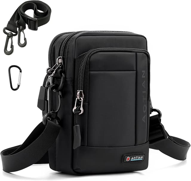 Detalle de SPAHER Borsello uomo con tracolla regolabile 3 in 1 per cellulare, impermeabile in nylon