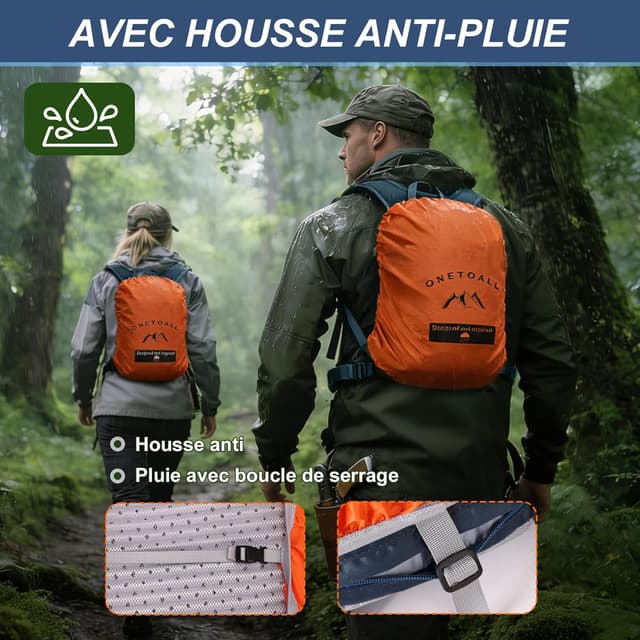 Thumbnail 6 de ONETOALL Sac à dos de randonnée 20 L anti-vol et imperméable (500 g) pour homme et femme