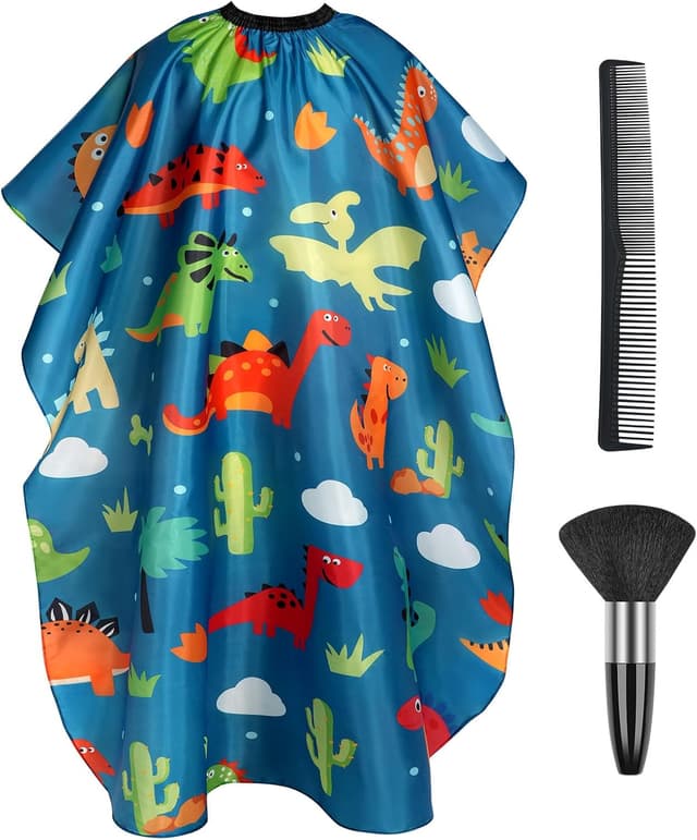 Detalle de AYBUY Mantellina per taglio capelli bambini verde con pettine e spazzola