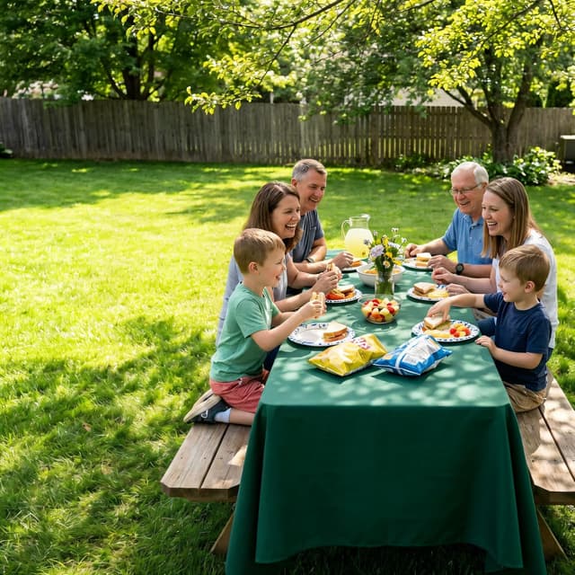 Detalle 2 de pepmily 8-Pack Dark Green Tablecloths (60x102 Inch) for 6-Foot Rectangle Tables