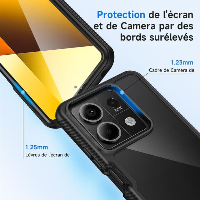Detalle de Coque seacosmo pour Xiaomi Redmi Note 13 5G – antichoc double face transparente avec protection d’écran (noir)