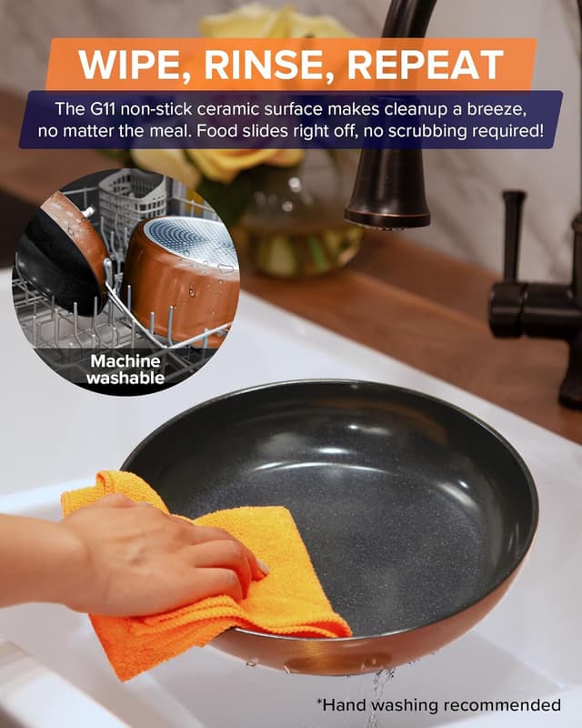 Thumbnail 6 de Nuwave Healthy G11 Non Stick Pots and Pans Set (G11-Pots and Pans) with Glass Lids, Copper