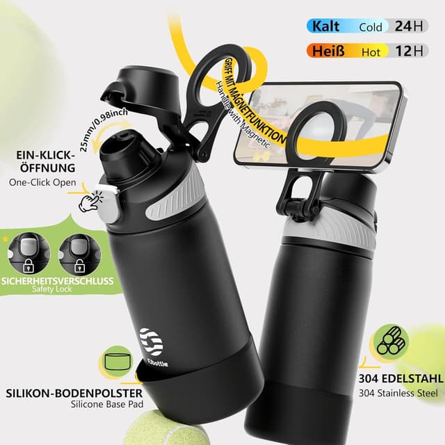 Detalle 2 de Edelstahl-Trinkflasche mit 1-Klick Öffnung 1000 ml