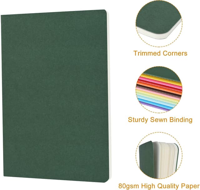 Detalle de ZCZN A5 Blank Notebooks (12-Pack) – 60 Plain Pages Per Notebook in Mixed Colours