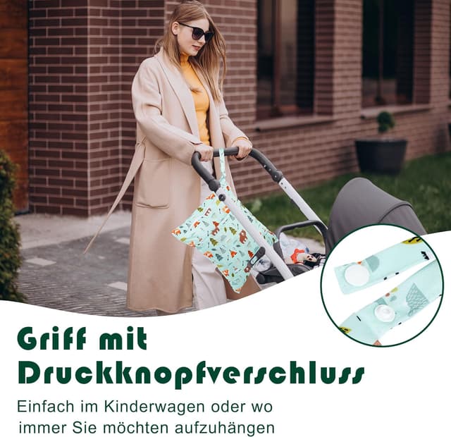 Thumbnail 1 de Rinfency Wetbag Set (3-teilig) „Zoo“ – große nasse Täsche für Kindergarten, Schwimmen & Windeln