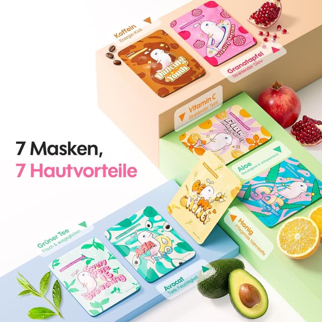 Detalle de ZealSea 7‑Tage Tuchmasken-Set für Glow 🎭