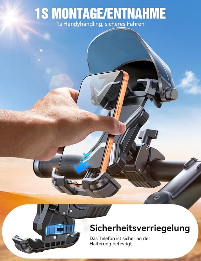 Thumbnail 6 de 2026 JOYROOM Handyhalterung Fahrrad mit Sonnenblende – Handyhalter am Lenker mit 1S-Montage, universell für 4,7–7 Zoll