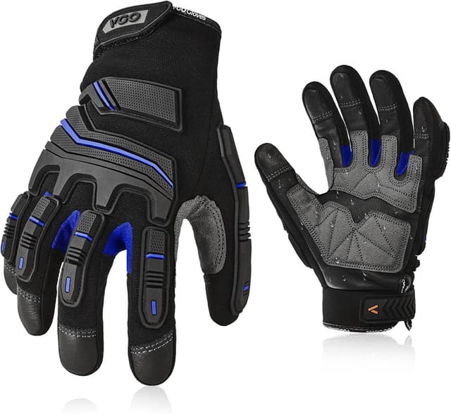 Thumbnail 6 de Vgo Work Gloves for Men with Touchscreen Palm in Cowhide Leather (Heavy Duty, Anti-Impact) – 1 Pair (L)