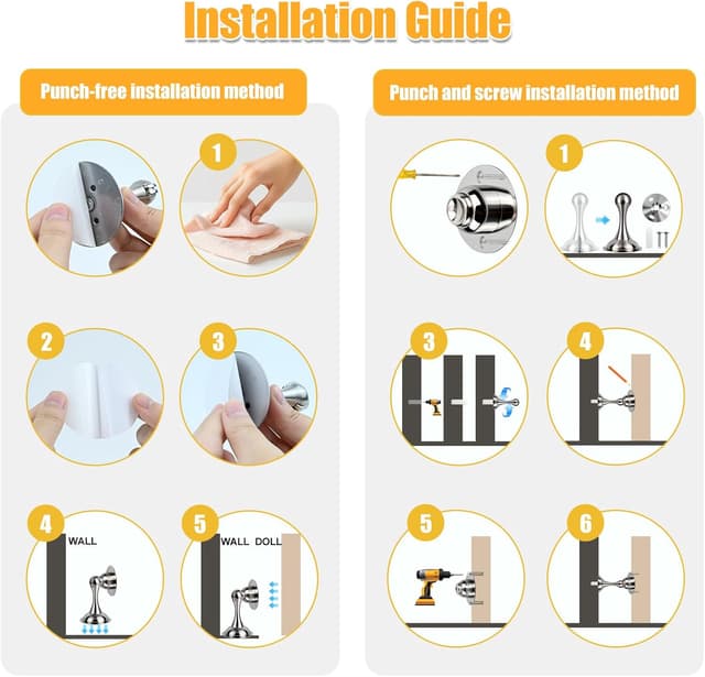 Detalle de lompyeu Türstopper (4 Stück) – magnetisch aus Edelstahl für Boden-, Wand- oder Klebemontage