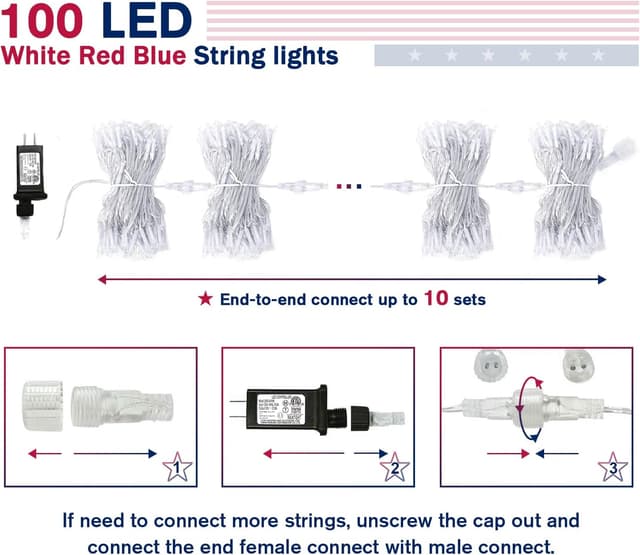 Thumbnail 6 de JMEXSUSS 4th of July Lights 33ft